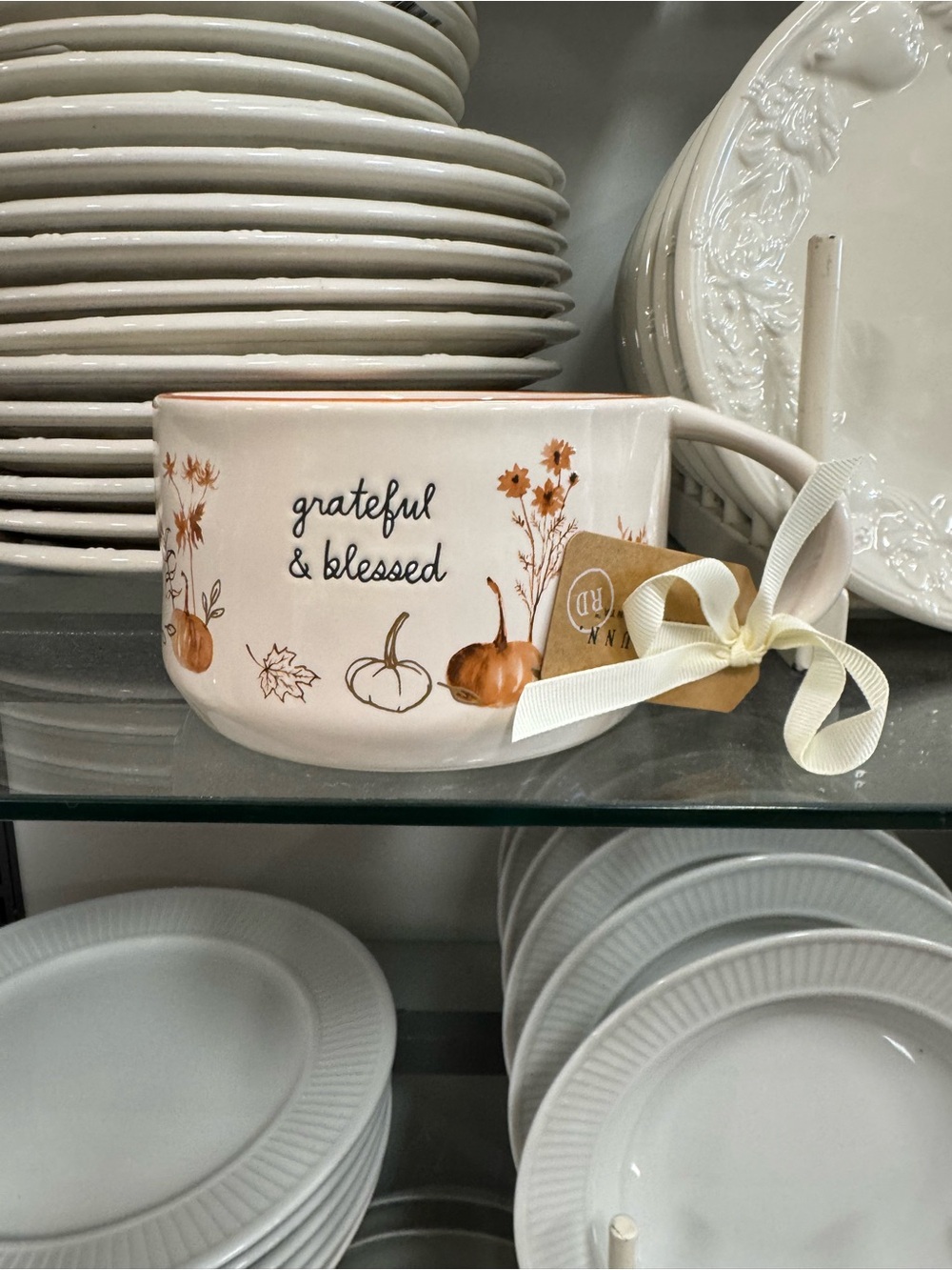 Grateful & Blessed Wide Rae Dunn Mug